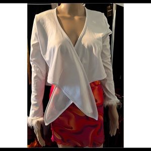 Newfancy Women's Long Sleeve Tie Up Crop Top. Size: Small